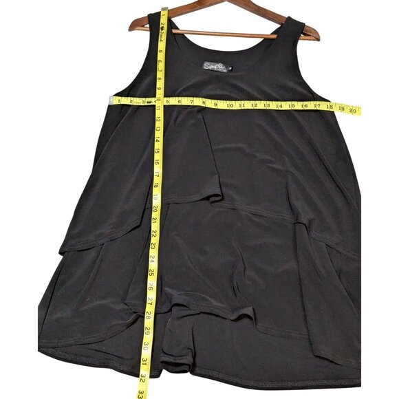 Sympli Womens Tiered Black Relaxed Fit Tank Top Size 18 Polyester/Spandex - Picture 4 of 8